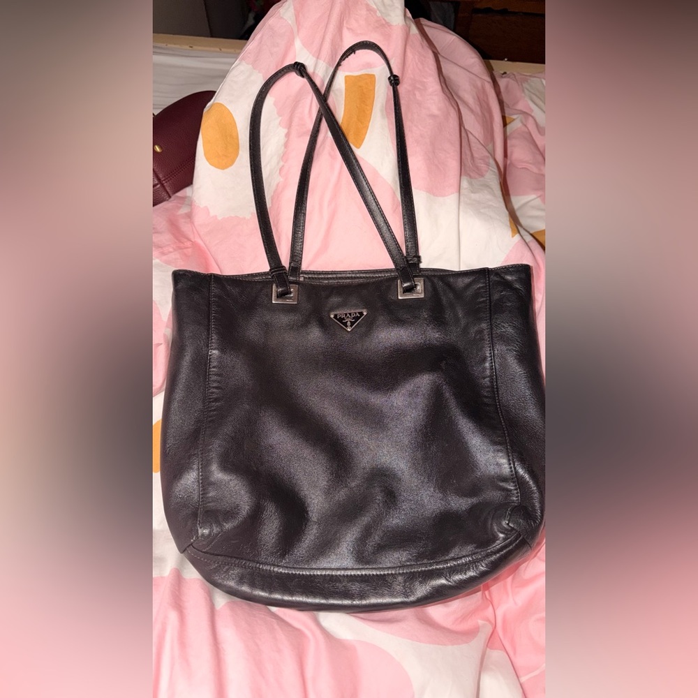 Prada Nappa Triangle Logo Black Leather Shoulder Bag